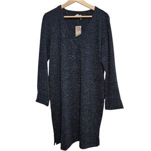 J Jill Speckled Navy Long Sleeve Dress